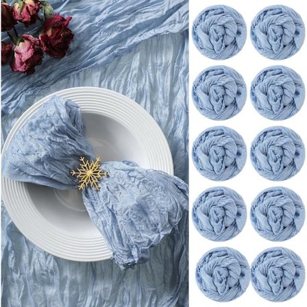 10 Stykker Osteklæde Servietter 50 x 50 cm Middagsservietter med Krøllede Dekorative Servietter til Hjem Bryllup Rustik Borddekoration