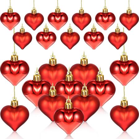 CDQ 72 stk Valentinsdag hjerte glitter ornament, hengende dekorasjoner for bryllupsdekorasjon