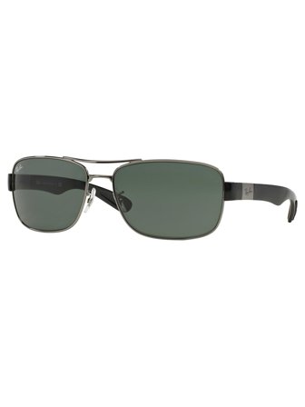 Ray Ban Active Men's Sunglasses with a frame made of steel in silver and plastic lenses in green