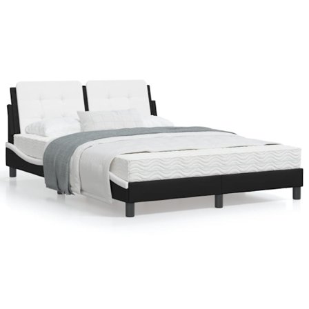 Bed with Mattress "Zadar" Black and White 140x200 cm Faux Leather