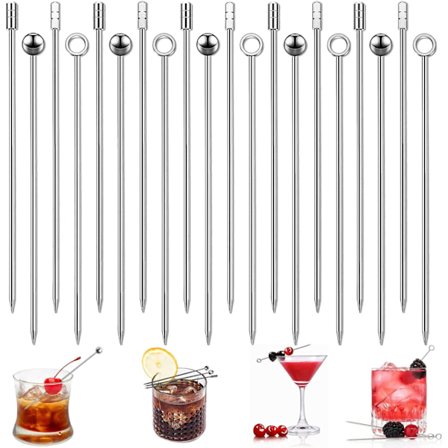 20 kpl ruostumattomasta teräksestä valmistettuja cocktailtikkuja, uudelleenkäytettäviä cocktailtikkuja, metallisia cocktailtikkuja, juomien grilli 