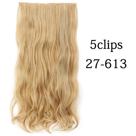 Syntetisk 22 32 tum 5 Clips Hårförlängning Värmebeständig falska hårstycken Långa vågiga frisyrer Clip In Hair Extensions