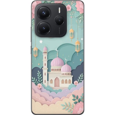 Kompatibel Mobilcover til Xiaomi Redmi Note 14 5G Håndtegnet rejseinspireret mønster med verdenskort, fly, hjerter og vintage eventyrstema