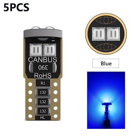 5 stk LED pærer Canbus bil interiør pærer BLÅ