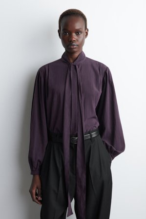 COS Women's Fluid Scarf Detail Blouse in Purple