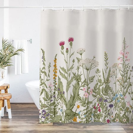 Vildbloms botanisk duschdraperi för badrumsdekor 183x183cm