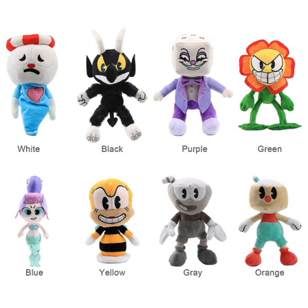 8 Styles Game Head Plysj Leker Mugman Cartoon Soft Puphead utstoppede dukkegaver White