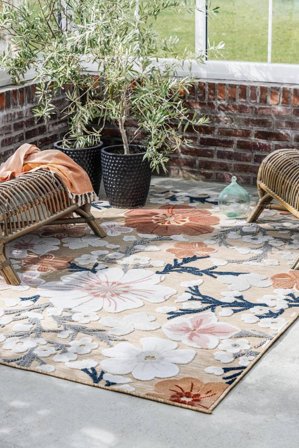 Indoor/Outdoor Rug Washable Small Cherri - Beige/Pink 140X200 Modern Style