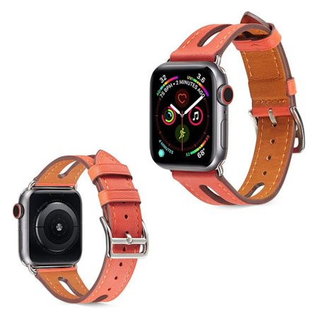Apple Watch Series 5 40mm læder Læder Urrem - Orange