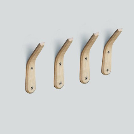 4 st väggmonterade klädkrokar i trä Naturligt trä Väggmontering S