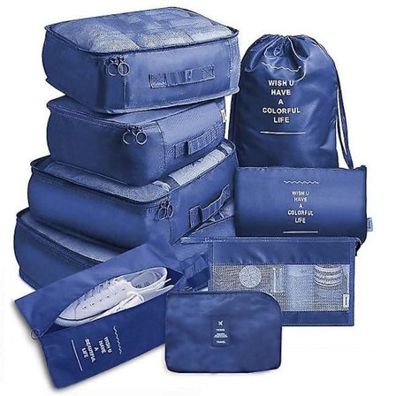 9 stk. sæt forretningsrejse bagage opbevaringspose tøj sko kosmetik digitalt flere specifikationer