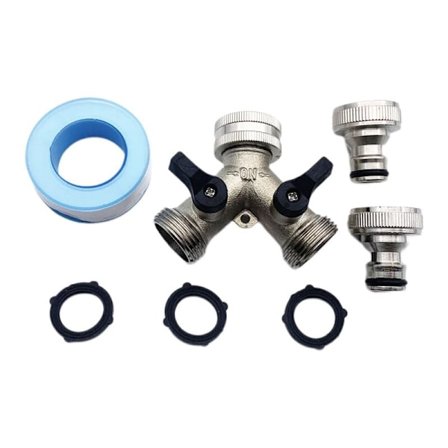 2-Vejs Fordeler: 3/4 Tommer Y-Splitter, Messing Have Slange Fordeler med Stophane (Sølv)