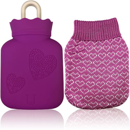 Mini silikone varmtvandsflaske til børn, til smertelindring, lilla purple