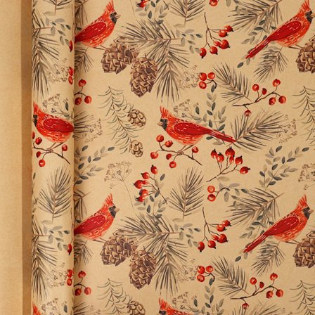 Julklappspapper Tallkotte Fågelmönster papper (43CMX 300CM)