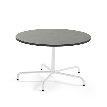 Tisch PLURAL, Ø 1200x720 mm, Linoleum-Platte, dunkelgrau, weiß