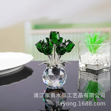 Glasrosor i kristall Qixi Alla hjärtans dag-presenter vardagsrum heminredning hantverksdekorationer