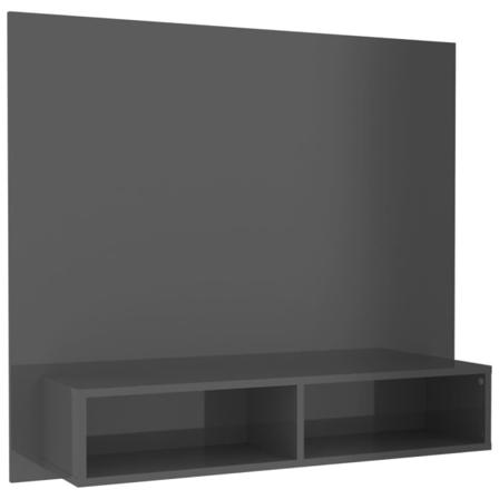 Vidaxl Väggmonterat Tv-skåp Grå Högglans 102x23,5x90 Cm Spånskiv Grå