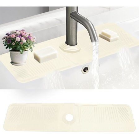 Diskmatta för diskbänk, 90° vikbart stänkskydd med absorberande halkfri bas för diskbänksorganisation, bänkskydd och kran