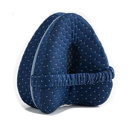 Knæpude til sideliggende stilling, blå ortopædisk memoryskum-pude