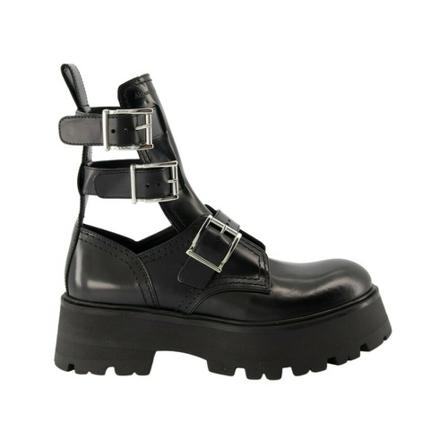 Alexander McQueen, Leather boots Zwart, Dames, Maat:37 EU