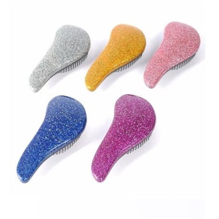 Go Go Gadget - Lila Glitterborste - Anti-trassel Hårborste - Skyddar Håret - Resestorlek - Vått & Torrt - Utredande - Styling - Lockigt Hår - Lila