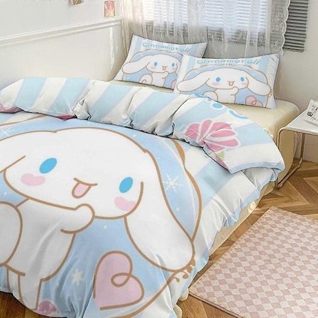 Kt332 Cinnamoroll Sängkläder Set för Barn Män Kvinnor Full Storlek Täcke Set 3st Sängkläder Set 1 Täcke Överdrag Och 2 Örngott-xp Tp332