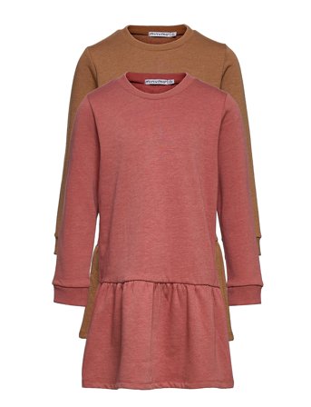 Minymo Sweat Dress Ls (2-Pack) - Pink - 98