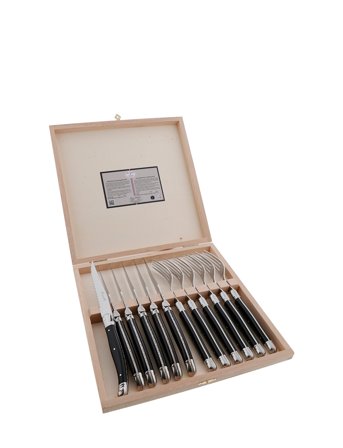 Jean Dubost | Bestikssæt, Sort Håndtag Med Grillskær | ONE SIZE