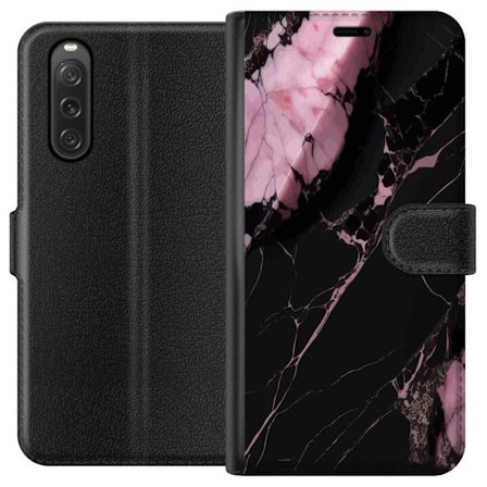 Kompatibelt Plånboksfodral till Sony Xperia 10 V Svart rosa marmor