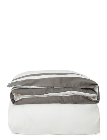 Lexington Home Hotel Sateen White/Charcoal Contrast Duvet Cover - Grey - 220X220 x 220