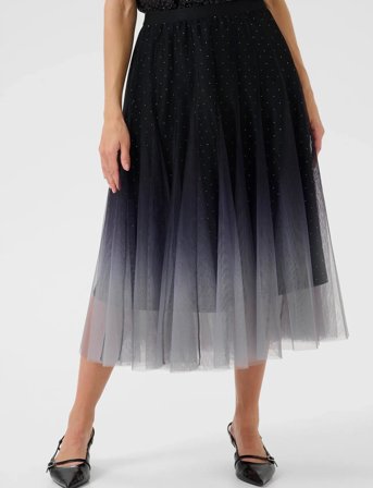 Cream Crglittery Mesh Skirt - Navy - XS