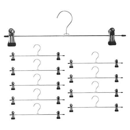 10 stk. metallbuksehengere, sklisikre klypehengere for slacks, jeans, sokker, skjørthengere med 2-Ad