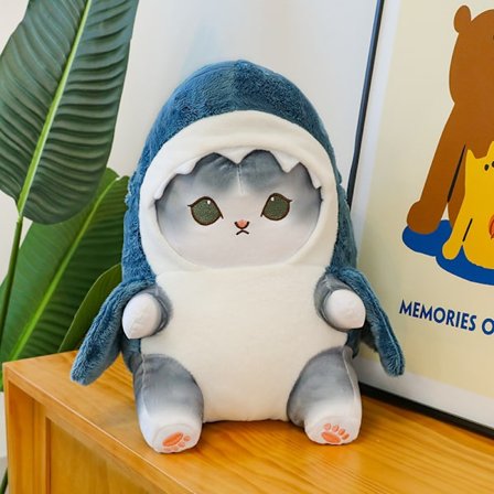Haj Kat Dukke Pude Plys Legetøj Sjov Kat Dukke Blå Grå Ansigt 50cm (0.96kg) Blå grå ansigt Blue gray face 50cm(0.96kg)