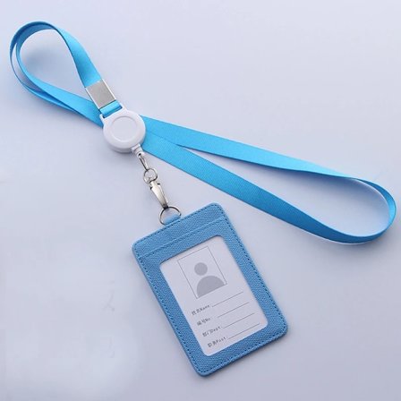 Infällbara nyckelband ID-bricka hållare Läder Bank Buss Pass Fodral Omslag Män Kvinnor Bank Kreditkortshållare Rem Korthållare