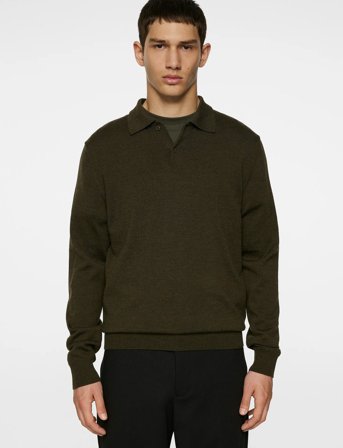 J. Lindeberg Kai Knitted Merino Polo - Khaki green - XL