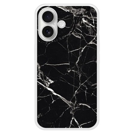 Förstärkt silikonskal med mönster, kompatibelt med Apple iPhone 16 Plus, svart marmor
