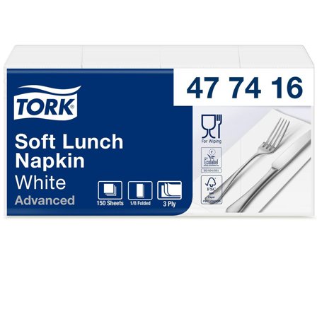 TORK Servett 1/8-vikt 3-lagers vit 150/fp - Lyreco - Kök och servering - Servetter och dukar - Servett - 3-lagers