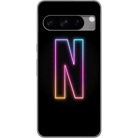 Kompatibelt Mobildeksel til Google Google Pixel 8 Pro Minimalistisk neonbokstav N i fargeskiftende lys mot svart bakgrunn