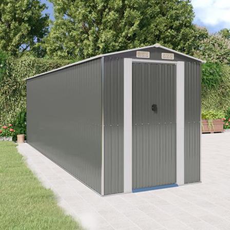Vidaxl Trädgårdsskjul Ljusgrå 192x606x223 Cm Galvaniserat Stål Grå