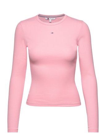 Tjw Slim Essential Rib Ls T-shirts & Tops Long-sleeved Rosa Tommy Jeans*Betinget Tilbud