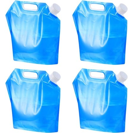 4-pak vandbeholdere, 5L sammenklappelig drikkevandsbeholder til bil, foldbar vandpose til udendørs brug, sport, vandring, camping
