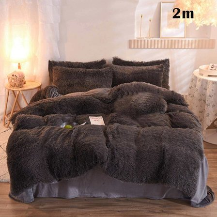 4 st/ set Färgglada fluffiga sängkläder Set Långt plysch cover Lakan Örngott Set