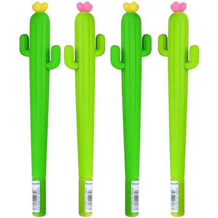 4 stk. Kaktusformede neutrale kuglepenne - søde rullepenne 0,5 mm - stilfulde