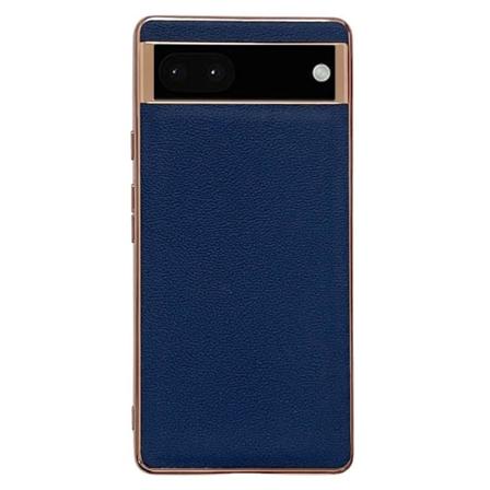 Google Pixel 7 Skal Äkta Läder Electroplating - Blå