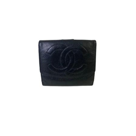 Chanel Vintage, Pre-owned Leather wallets Zwart, unisex, Maat:ONE Size,leer