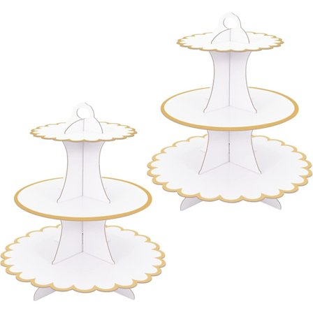 2 st Tårtställ Kartong Cupcakeställ 3 Våningar Cupcake Dessert H