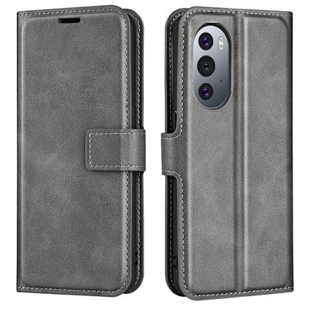 Hållbart konstläder Motorola Edge X30 / Motorola Edge 30 Pro fodral med plånbok - Silver/Grå