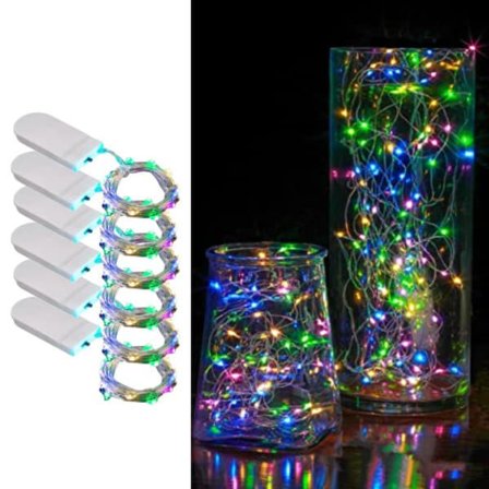 6-Pack 1m Mini LED String Lights Battery Operated Multicolor