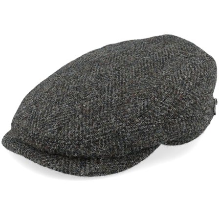 Stetson - Driver Cap Herringbone Harris Tweed Flat Cap Flatcap Grey Cap - @ Hatstore