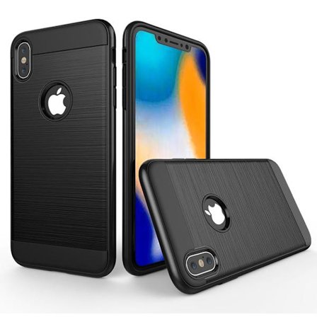 iPhone 9 beskytter cover af hybridmateriale med børstet tekstur - Sort